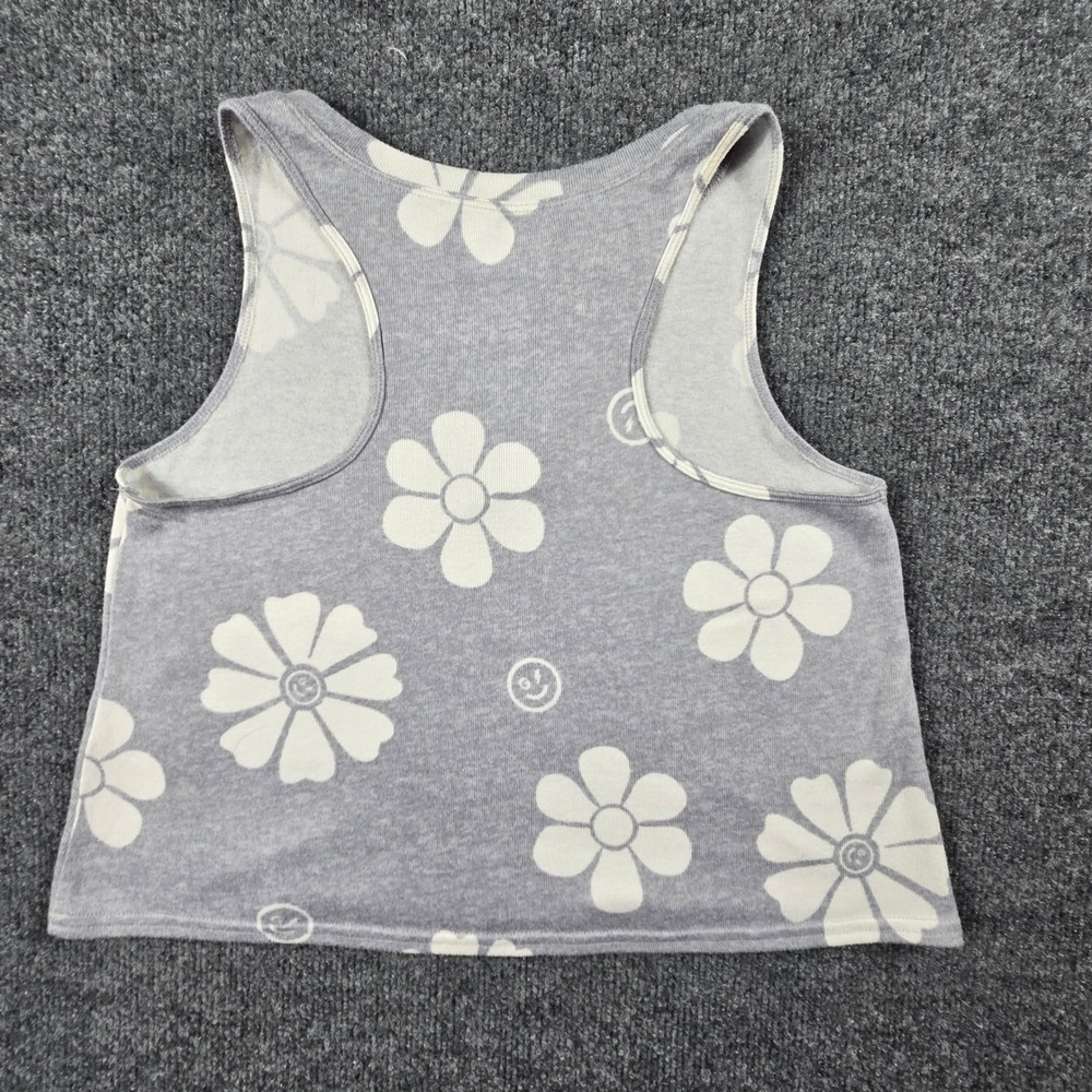 Gilly‎ Hicks Tank Top Womens Small Gray Daisy Smiley Face Crop (T3)
